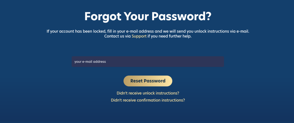 lucky dreams forgot your password form