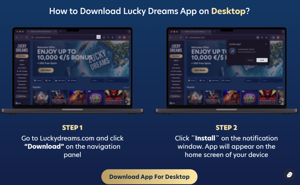 lucky dreams mobile app download on desktop 